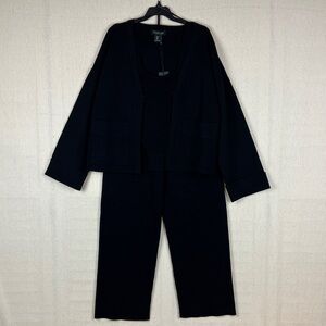 Rachel Zoe 3 Piece Loungewear Pants Tank Sweater Black NWT